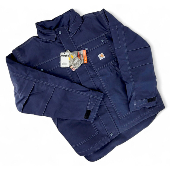 Carhartt Mens Full Swing Flame-Resistant Quick Duck Jacket XL Navy Water Resist. - Picture 1 of 8